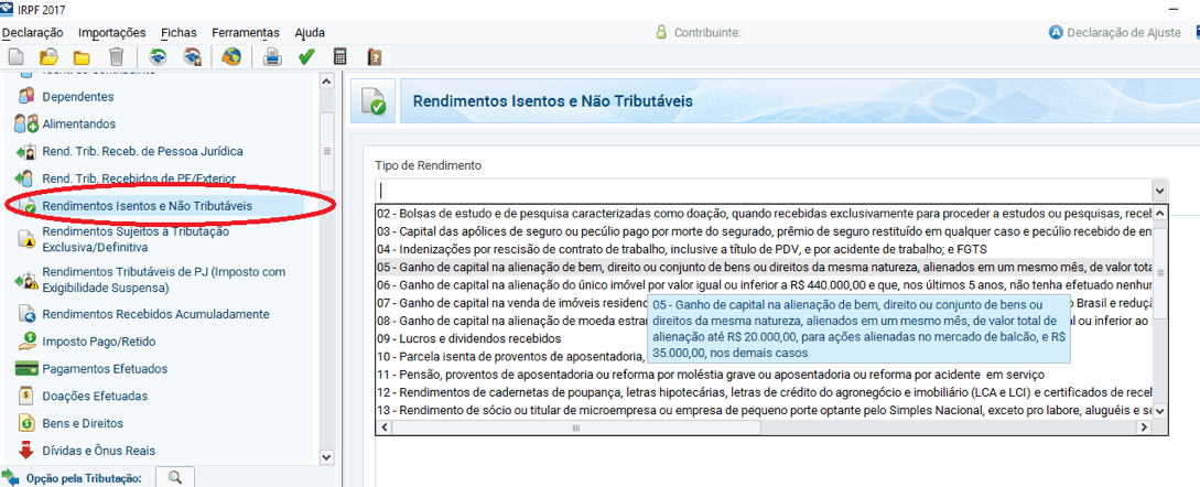 declarando rendimentos 1