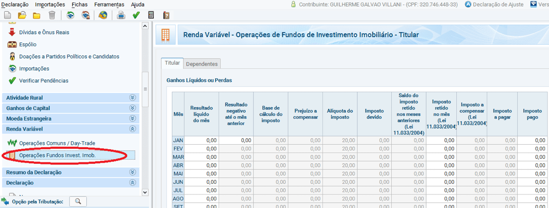 operações fii