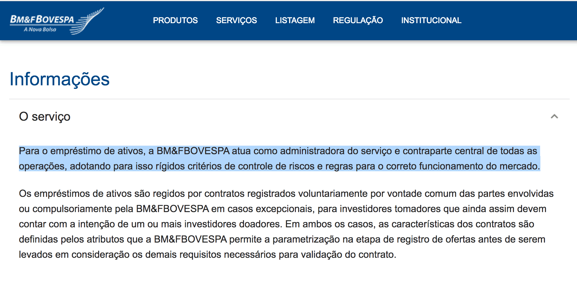 bovespa e o aluguel de ações