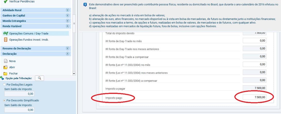 Imagem do programa de Declaração do Imposto de Renda