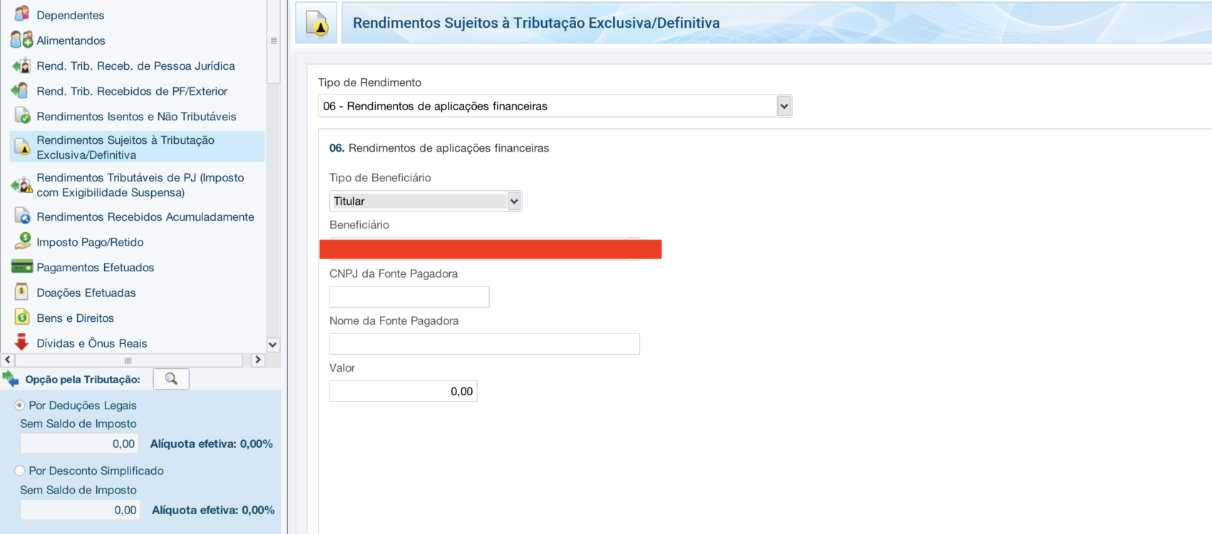 como declarar tesouro direto rendimentos